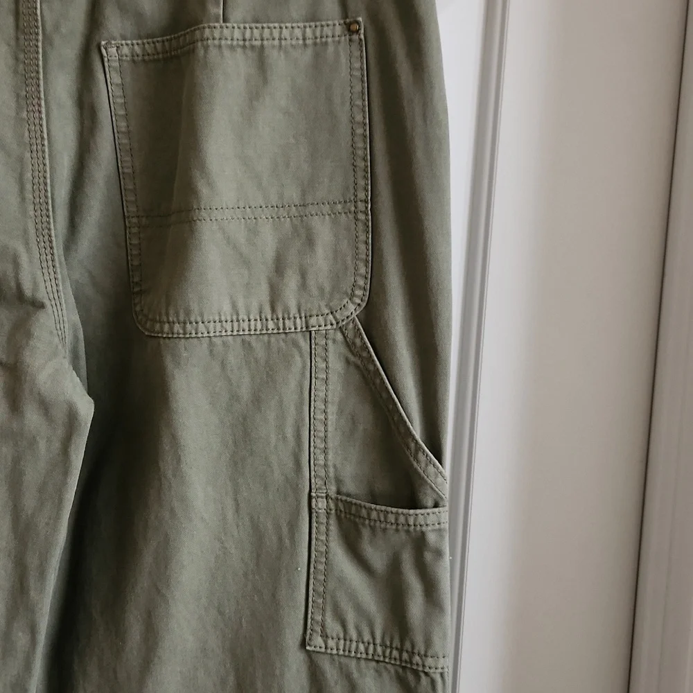 TORY BURCH Carpenter Pants Olive Green Wide Barrel Leg Pants Size 28